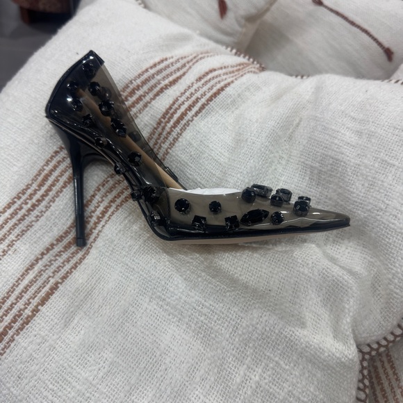 Good American Elegant Black Studded Women's Pump Heels - Picture 4 of 10